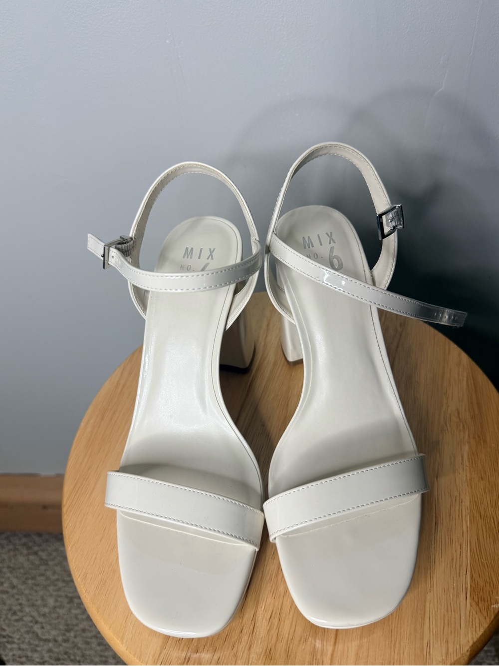 Mix No. 6 Cream Ankle-Strap Block Heel Sandals